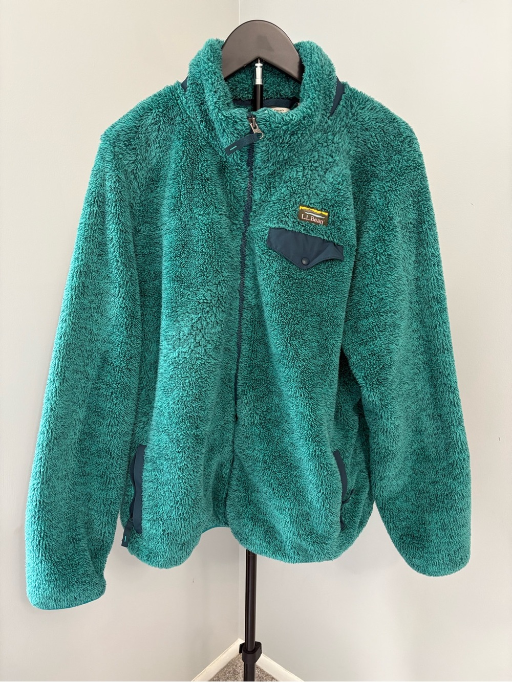 L.L. Bean Hi-Pile Sherpa Fleece Full-Zip Jacket XL Teal Green Gorpcore Cozy - Picture 2 of 10